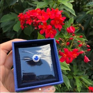 Swarovski blue crystal charm silver necklace